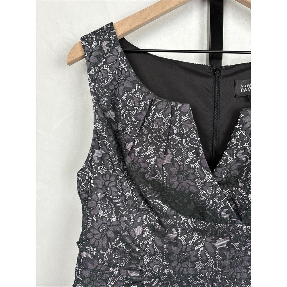 Adrianna Papell Black Lace Sheath Dress Women's 14 Purple Sleeveless Whimsy NEW - Picture 4 of 13